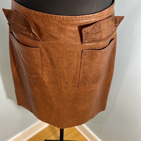 3.1 Phillip Lim Cognac Leather Skirt - Picture 3 of 10